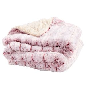 Royal Luxe Blanket 50”x60” Red Super Soft Plush Sherpa Throw Micro-Mink
